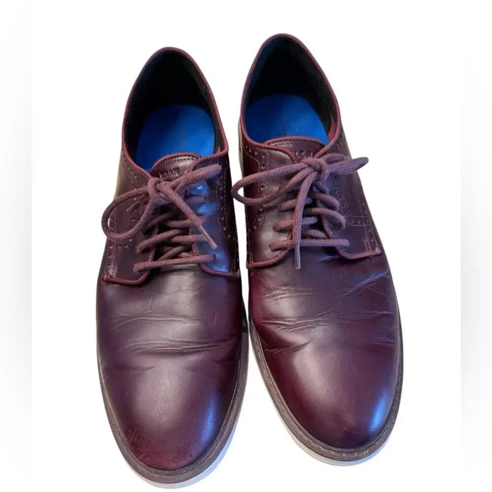 Cole Haan Grand 360 Men's 11.5 Lace-Up Leather Dress Shoes in Burgundy